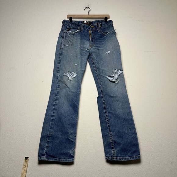 Ariat Rebar M4 Lowrise Boot Distressed Paint Western Denim Jean Pant Men 33/32 - Picture 1 of 16